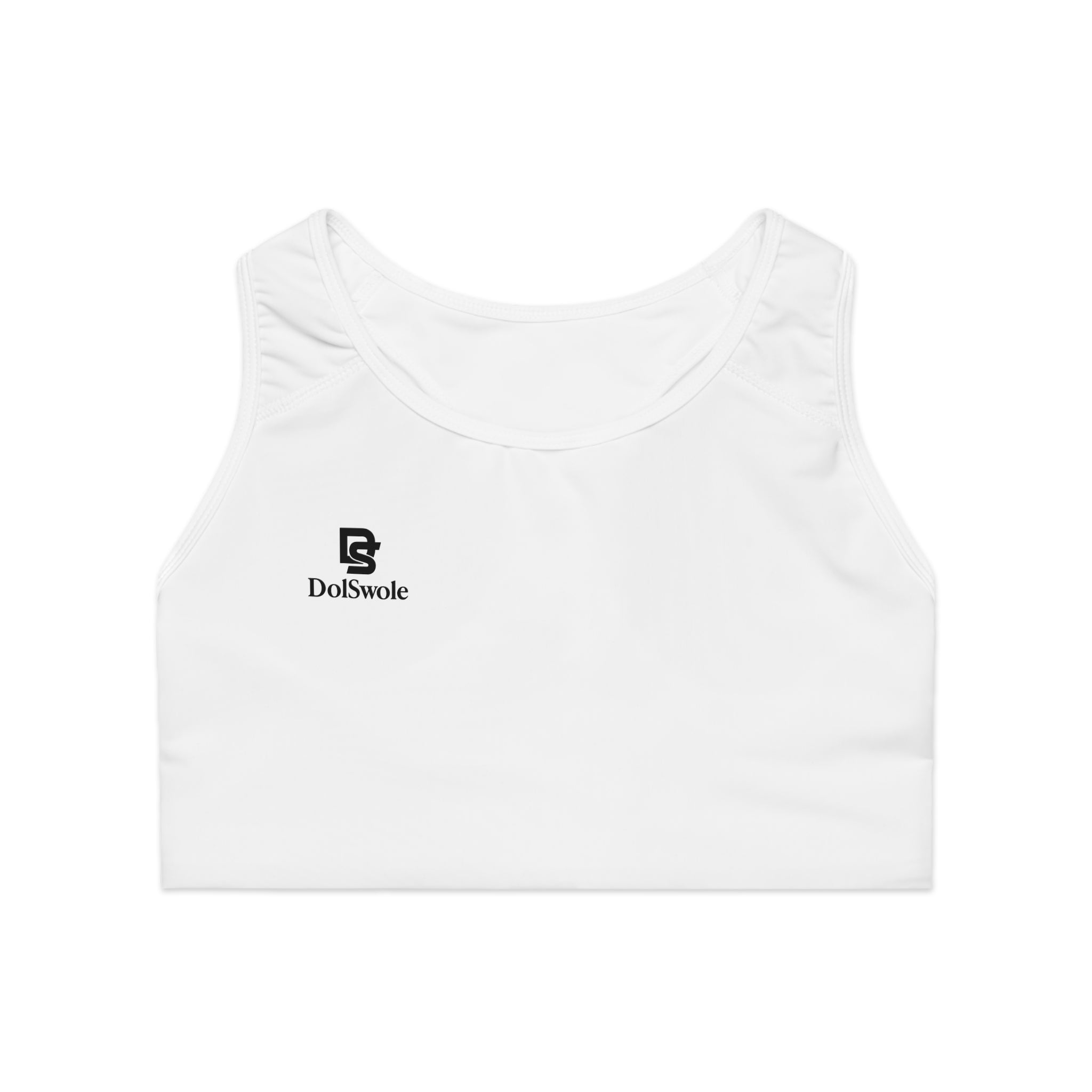 Sports Bra — White Minimal 'DoISwole' Athletic Crop Top
