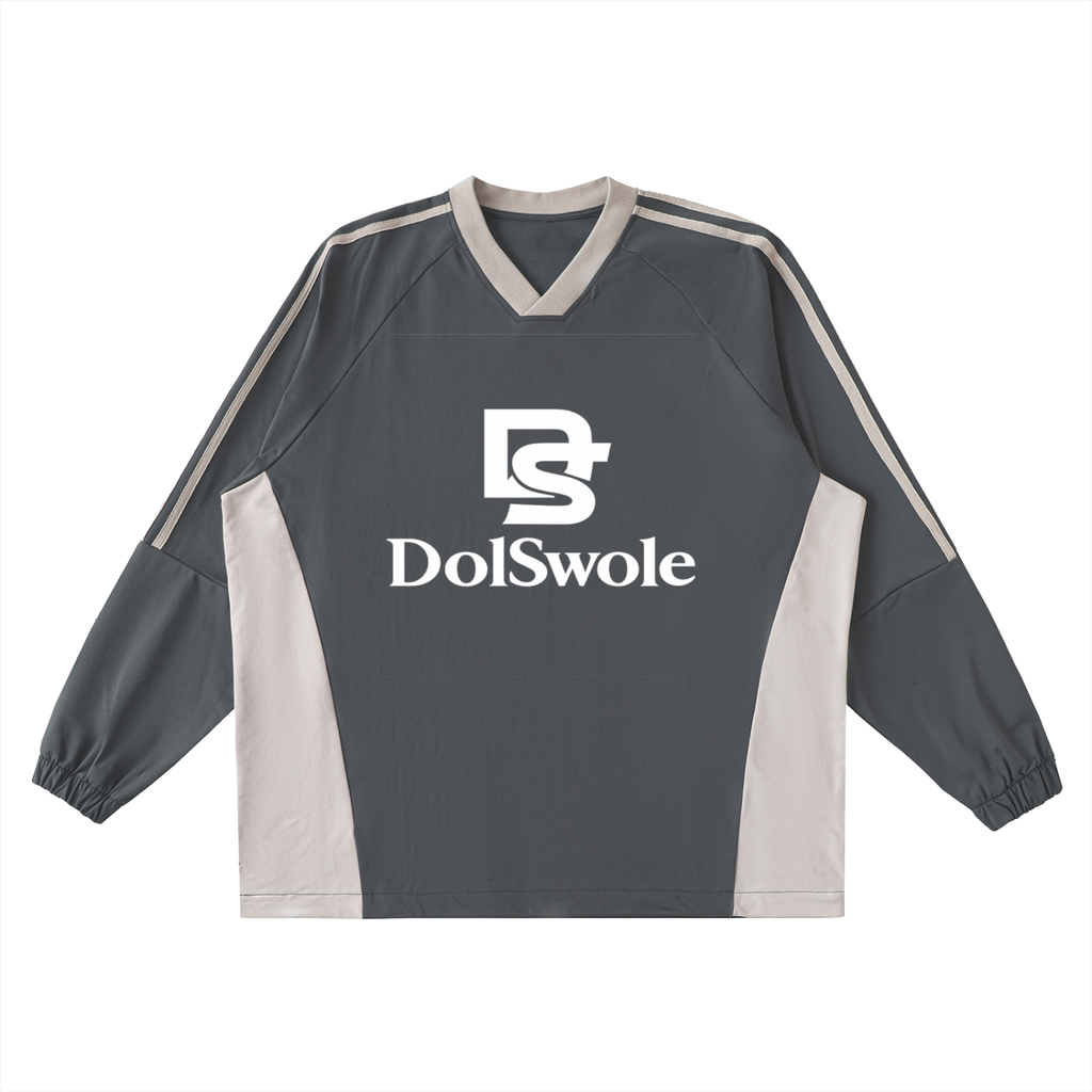 Color-Block V-Neck Long-Sleeve T-Shirt