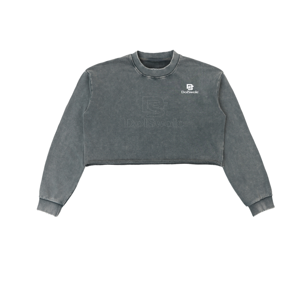 Snow Washed Raw Edge Cropped Sweatshirt