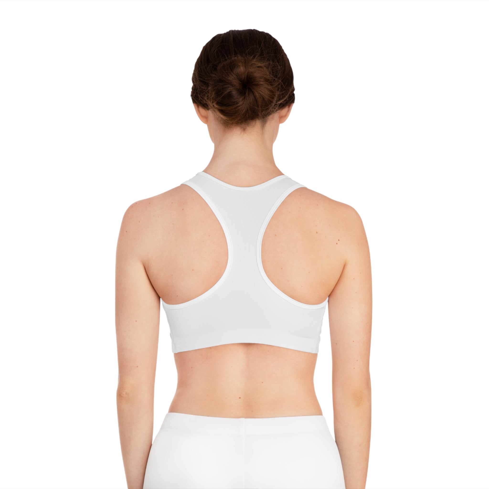 Sports Bra — White Minimal 'DoISwole' Athletic Crop Top