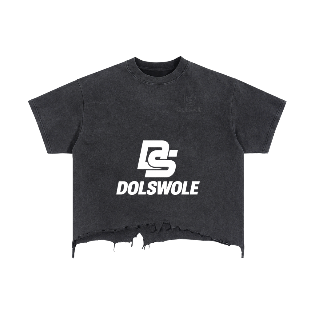 Vintage Wash Boxy Distressed Hem T-Shirt