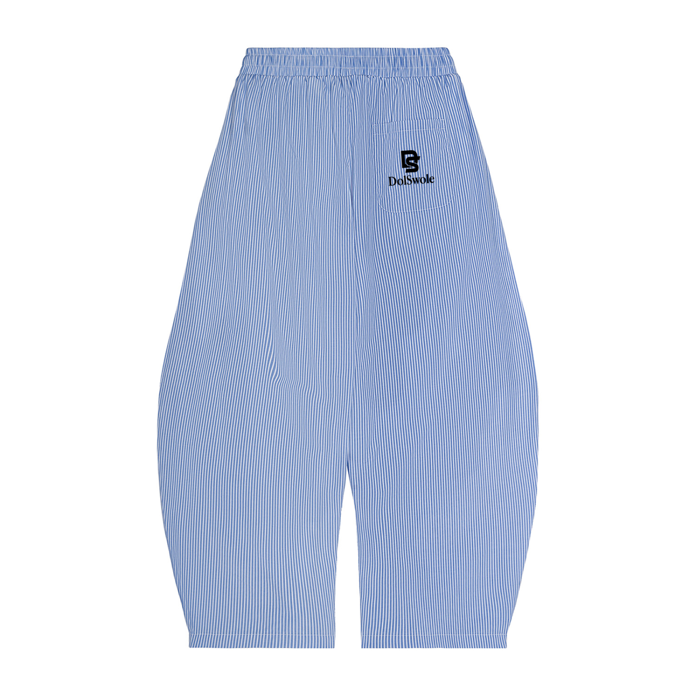 Vertical Stripe Drawstring Barrel Pants