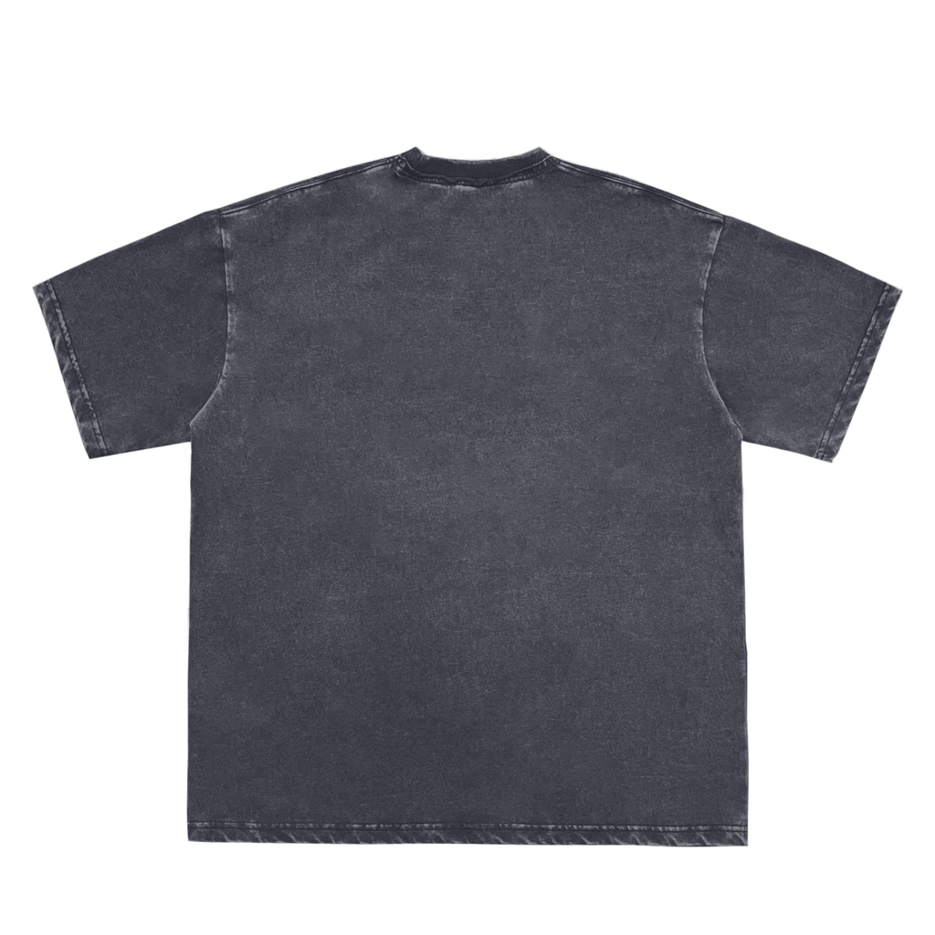 Snow Washed Raw-Edge Neckline T-Shirt