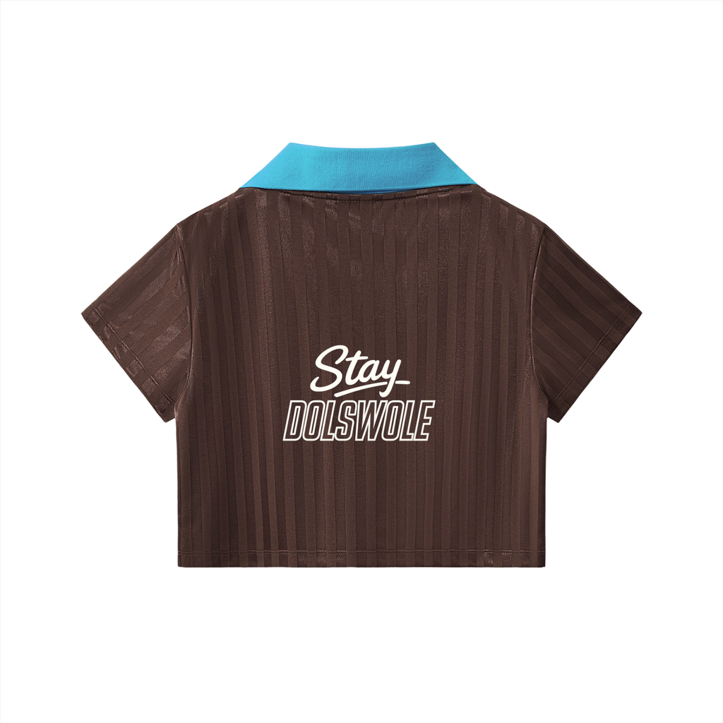 Contrast Collar Striped Cropped Jersey