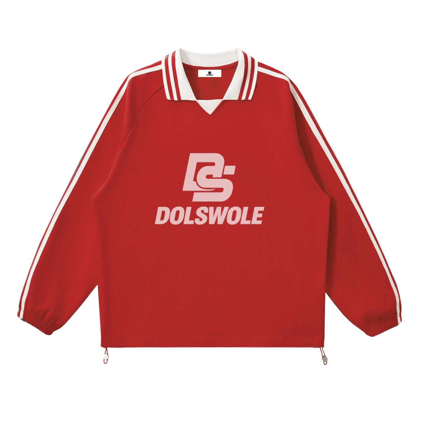 Contrast Striped Lapel Collar Sweatshirt