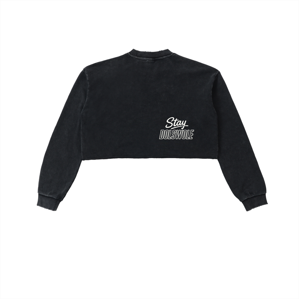 Snow Washed Raw Edge Cropped Sweatshirt