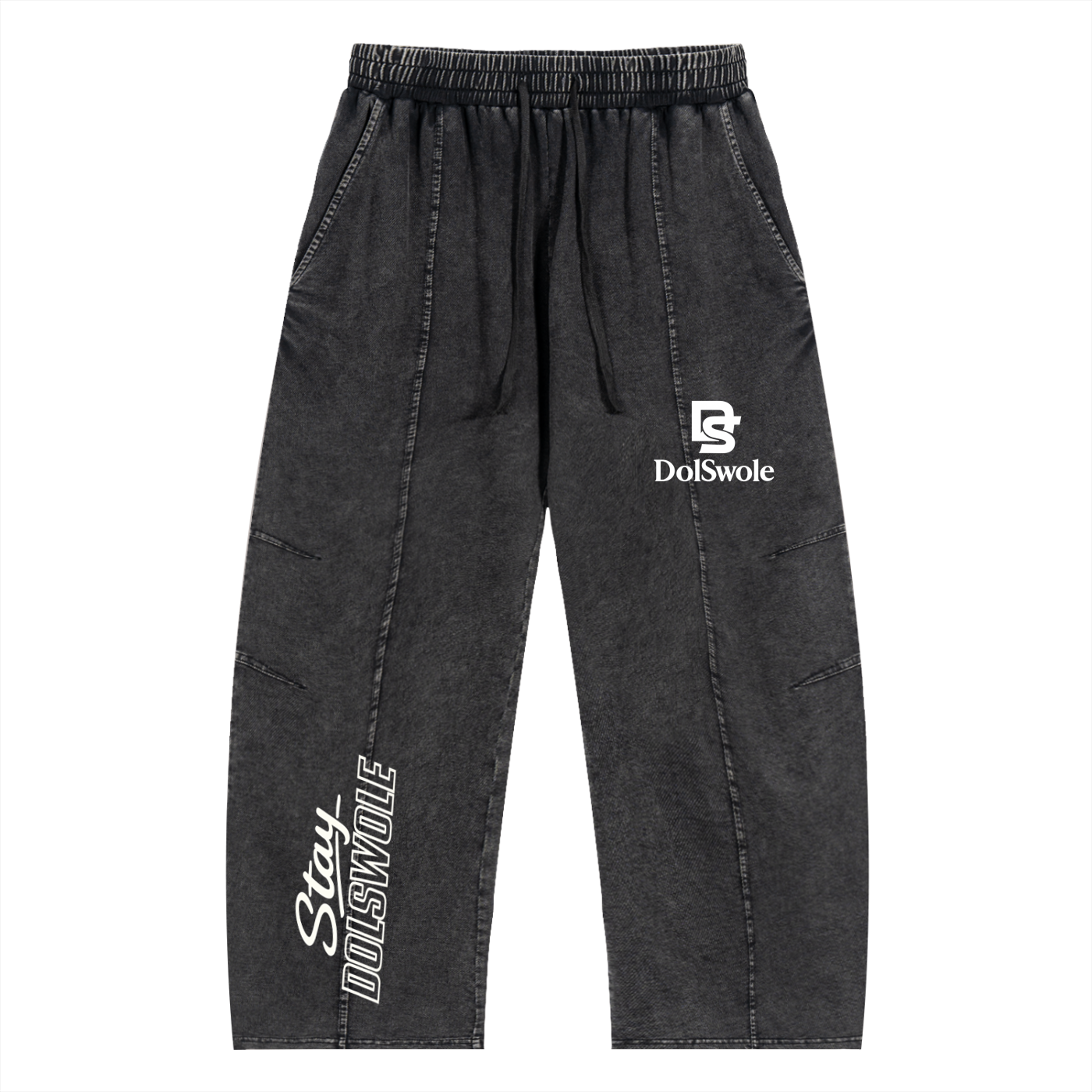 Snow Wash Drawstring Cotton Pants