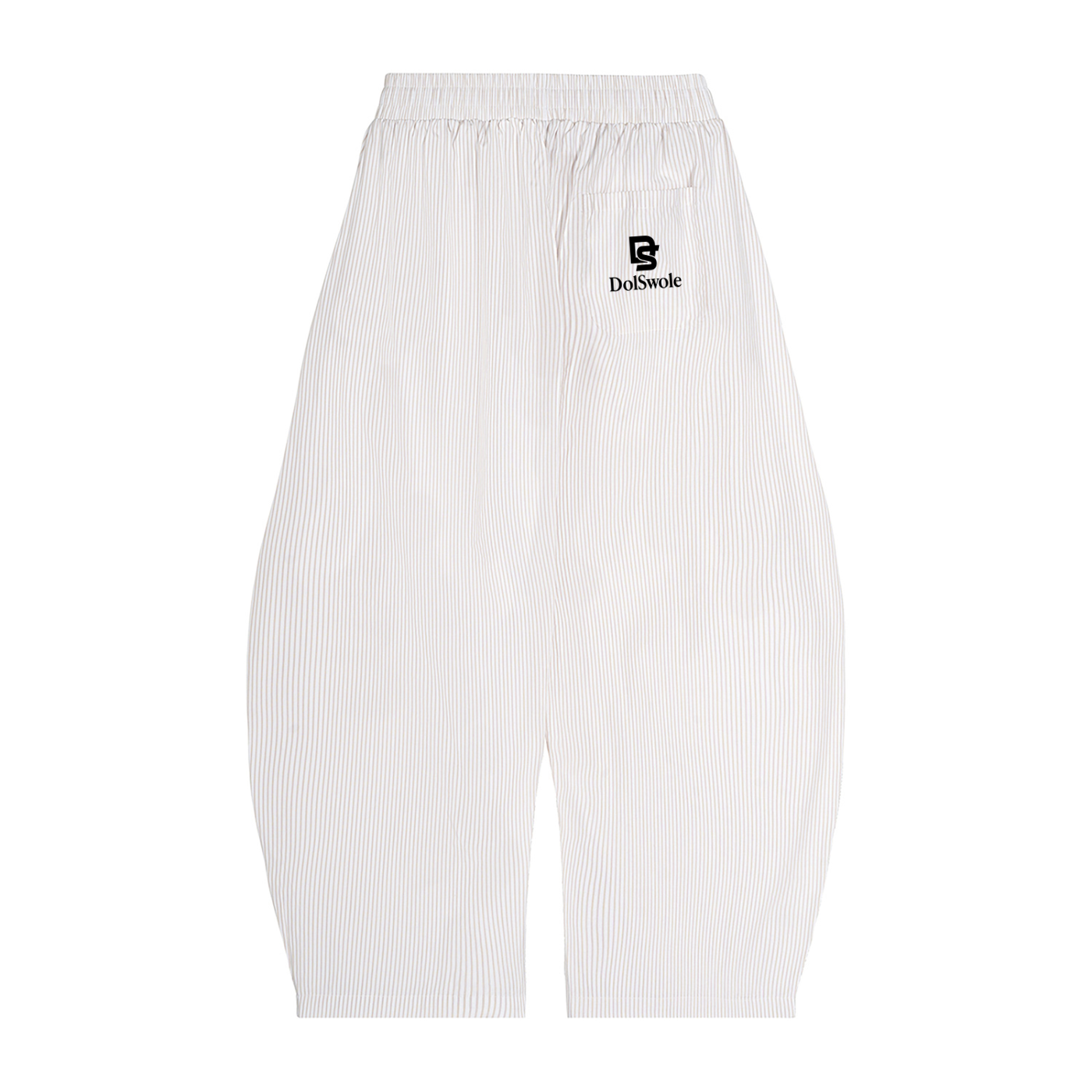 Vertical Stripe Drawstring Barrel Pants