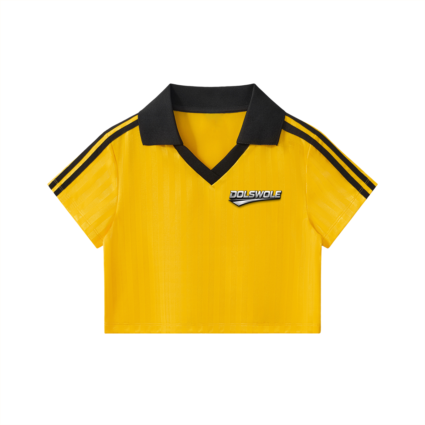 Contrast Collar Striped Cropped Jersey