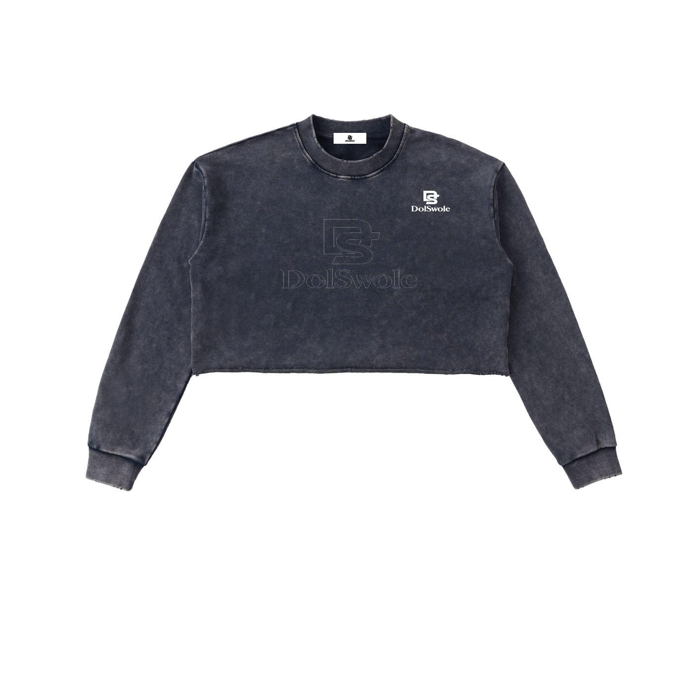 Snow Washed Raw Edge Cropped Sweatshirt