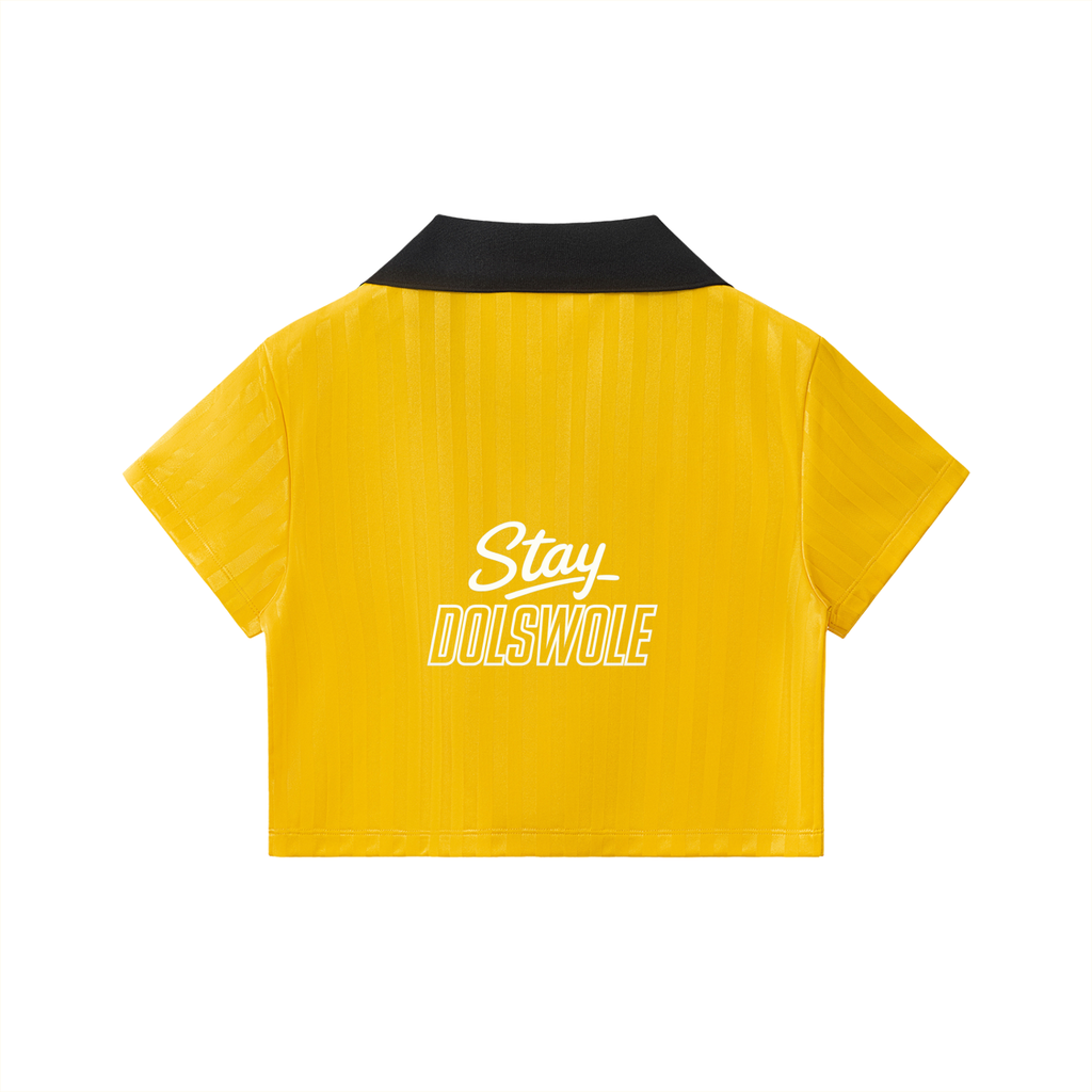 Contrast Collar Striped Cropped Jersey