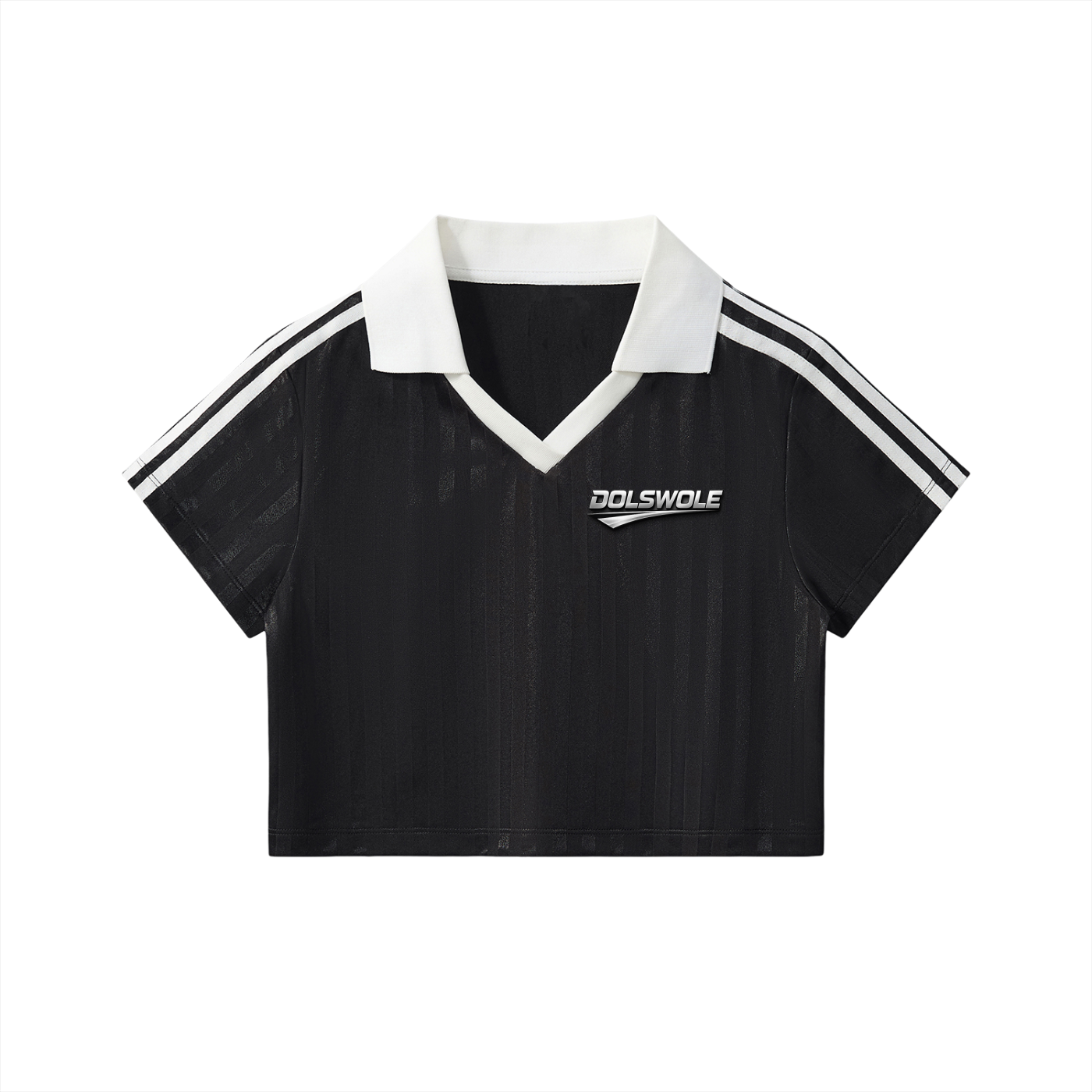 Contrast Collar Striped Cropped Jersey