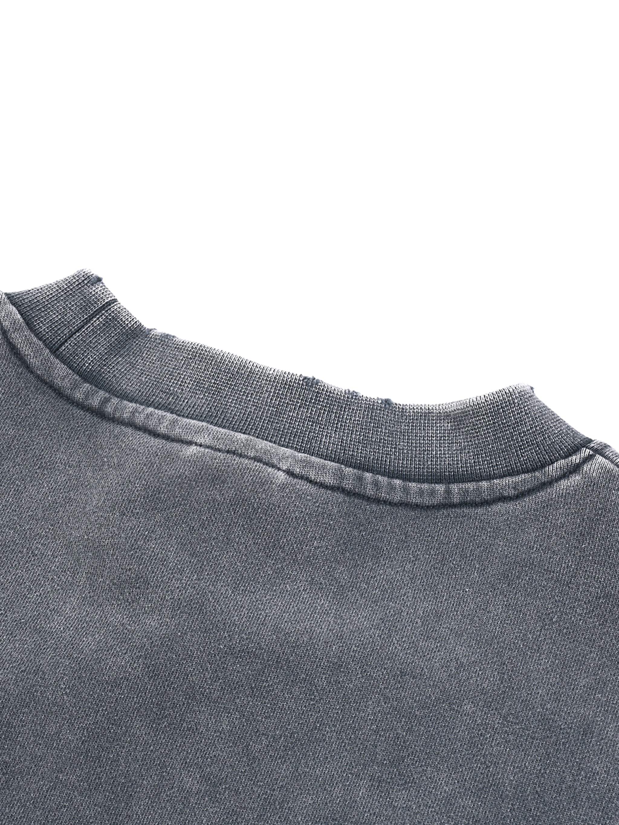 Snow Washed Raw Edge Cropped Sweatshirt